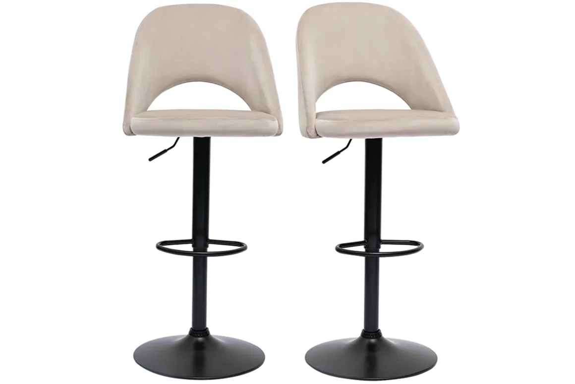 Miliboo Tabouret De Bar-Tabourets de bar relevables en velours taupe et métal noir (lot de 2) COSETTE