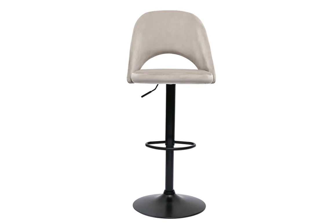 Miliboo Tabouret De Bar-Tabourets de bar relevables en velours taupe et métal noir (lot de 2) COSETTE