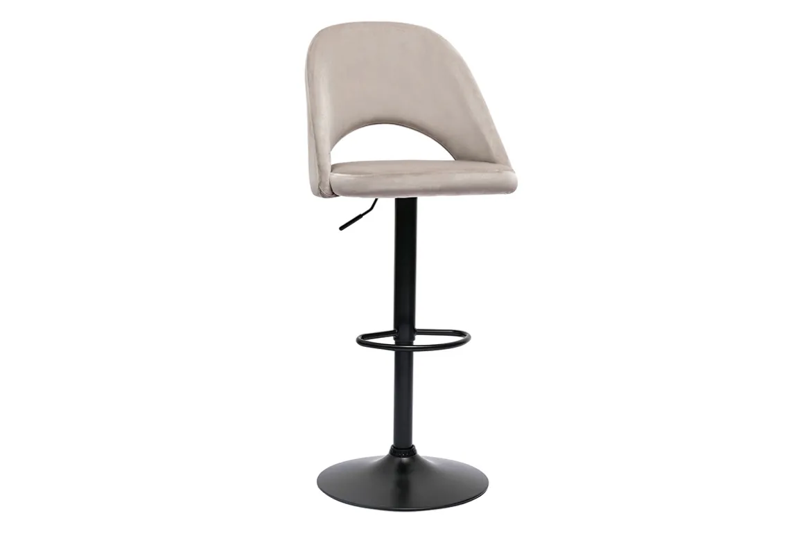Miliboo Tabouret De Bar-Tabourets de bar relevables en velours taupe et métal noir (lot de 2) COSETTE