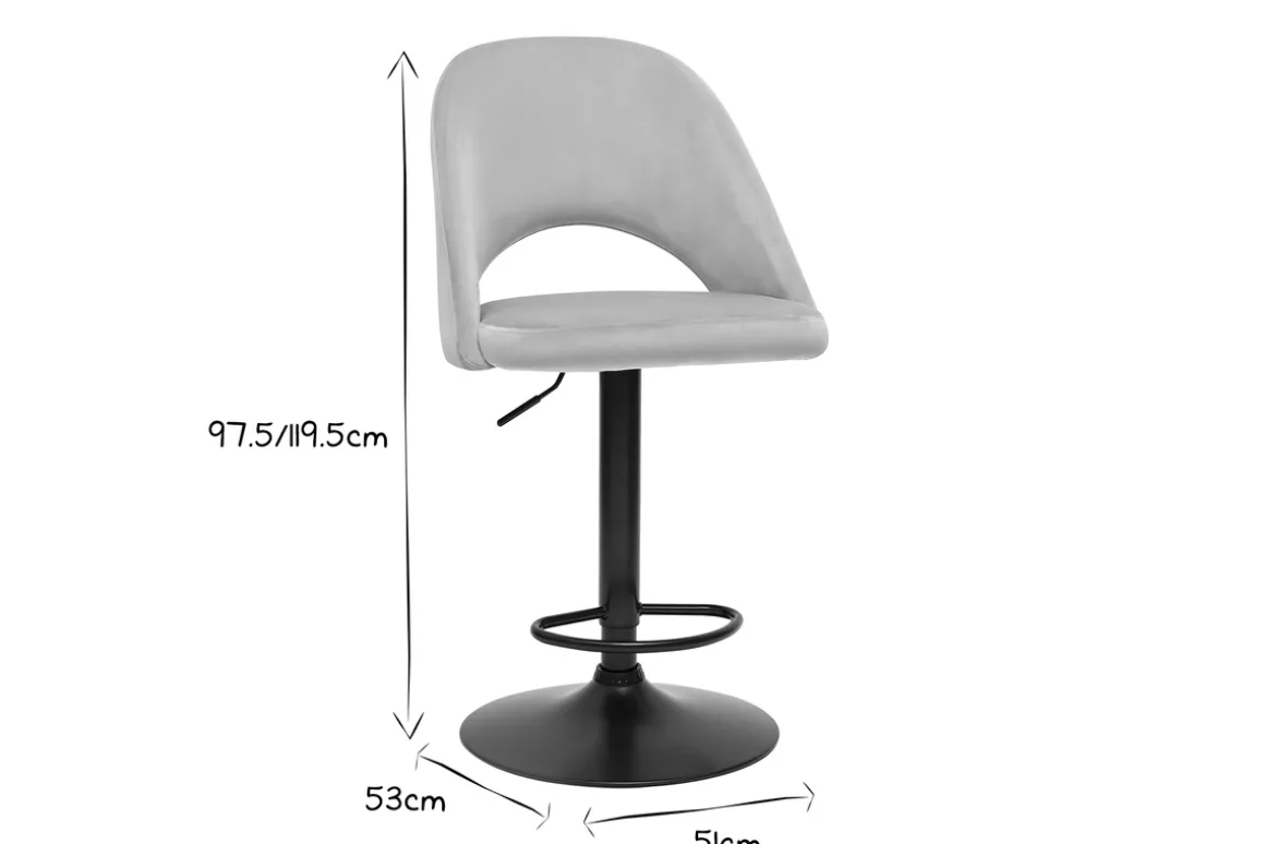 Miliboo Tabouret De Bar-Tabourets de bar relevables en velours taupe et métal noir (lot de 2) COSETTE