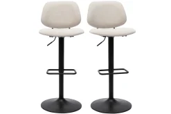Miliboo Tabouret De Bar-Tabourets de bar relevables design en tissu effet velours beige et métal noir BARNET (lot de 2)