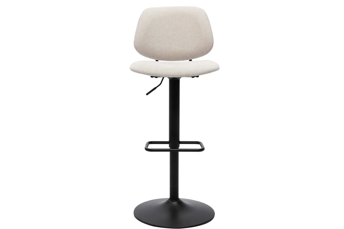 Miliboo Tabouret De Bar-Tabourets de bar relevables design en tissu effet velours beige et métal noir BARNET (lot de 2)