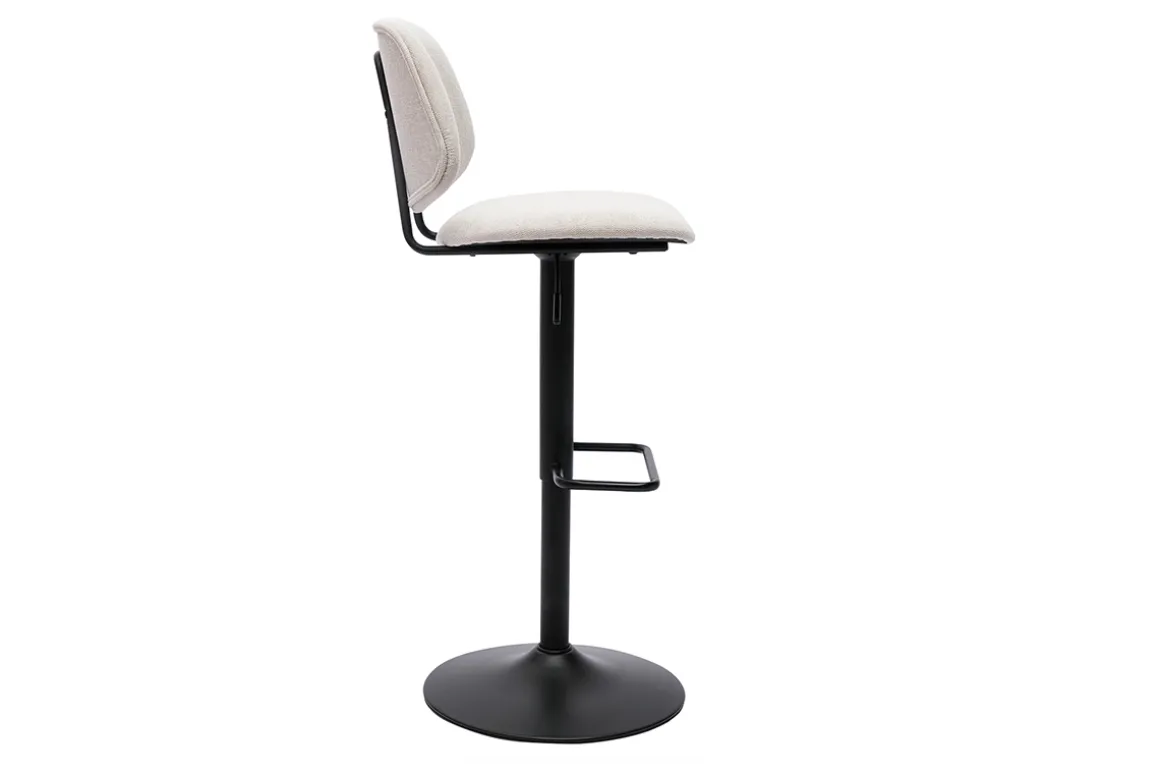 Miliboo Tabouret De Bar-Tabourets de bar relevables design en tissu effet velours beige et métal noir BARNET (lot de 2)