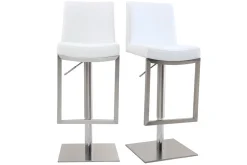 Miliboo Tabouret De Bar-Tabourets de bar relevables blanc et acier chromé (lot de 2) KYLE