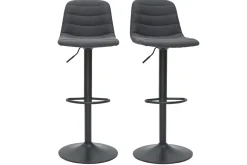 Miliboo Tabouret De Bar-Tabourets de bar réglables tissu et métal gris foncé (lot de 2) SAURY