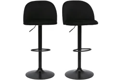 Miliboo Tabouret De Bar-Tabourets de bar réglables velours noir et métal noir (lot de 2) CELESTE