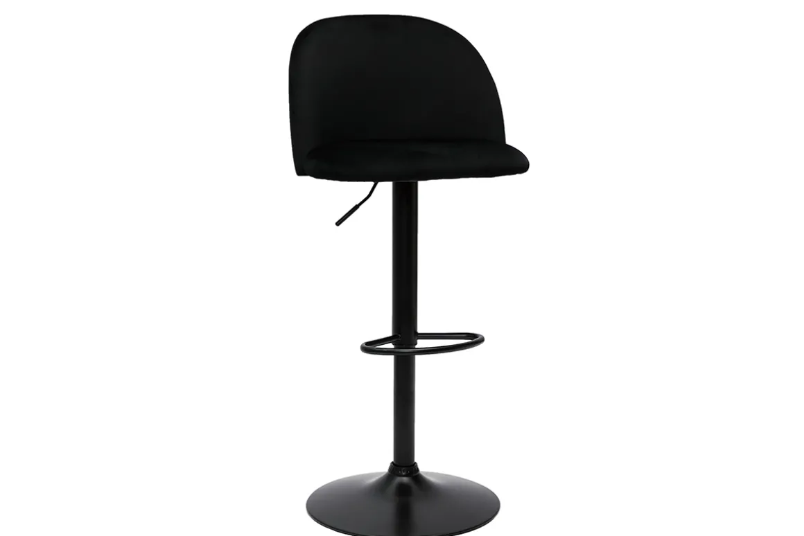 Miliboo Tabouret De Bar-Tabourets de bar réglables velours noir et métal noir (lot de 2) CELESTE