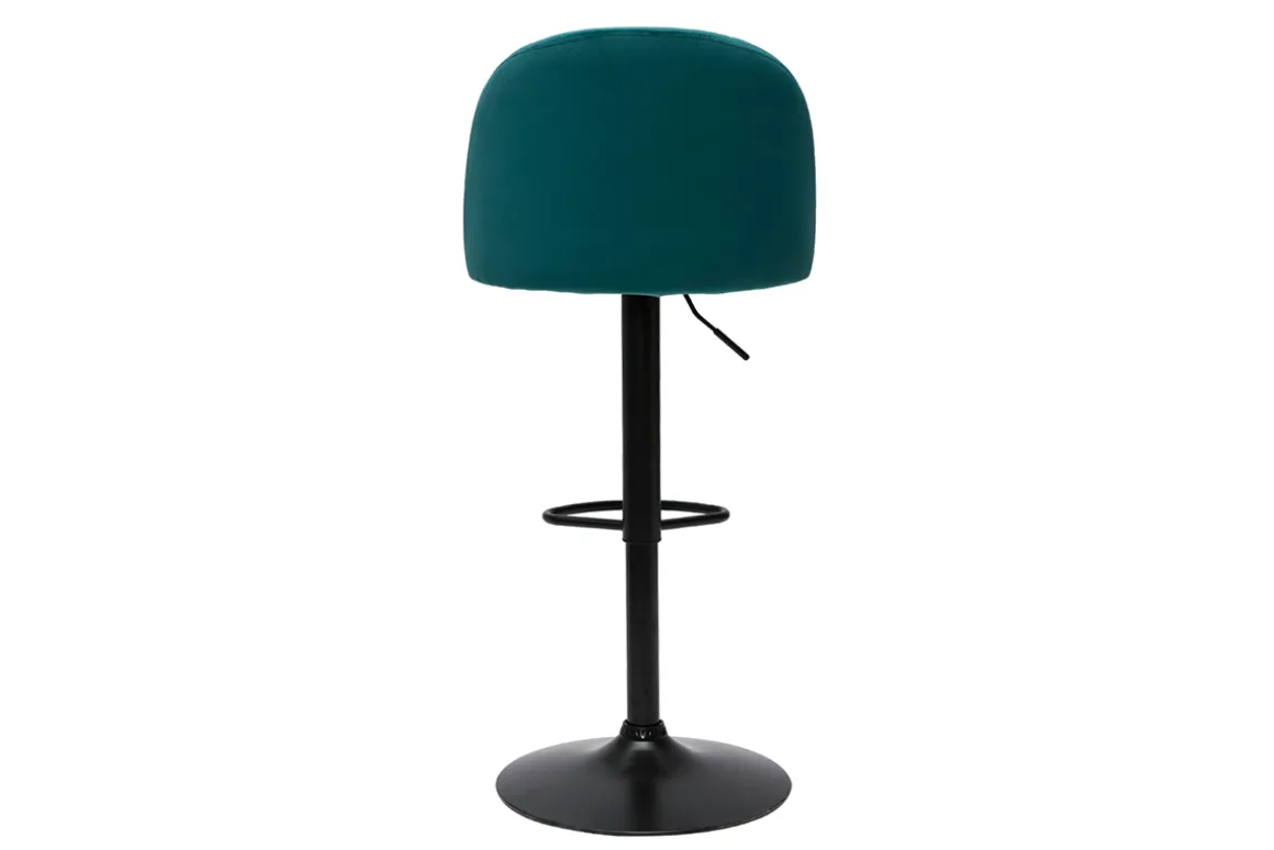 Miliboo Tabouret De Bar-Tabourets de bar réglables velours bleu pétrole et métal noir (lot de 2) CELESTE