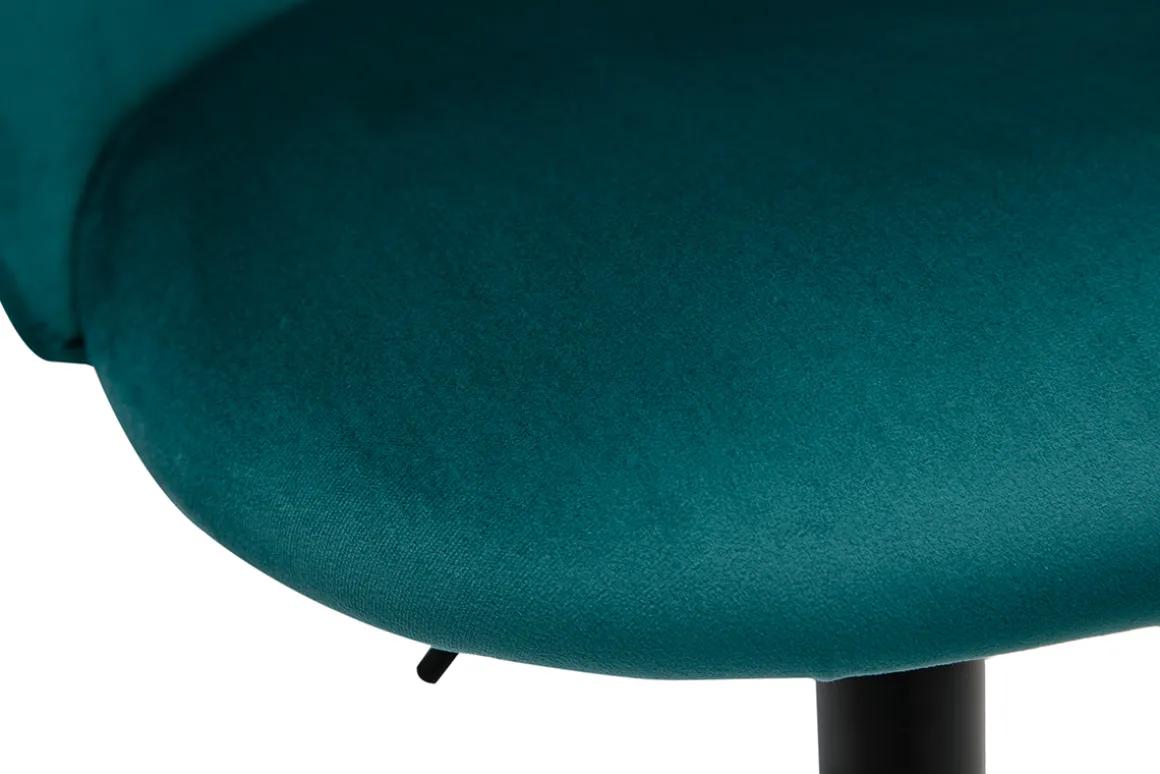 Miliboo Tabouret De Bar-Tabourets de bar réglables velours bleu pétrole et métal noir (lot de 2) CELESTE