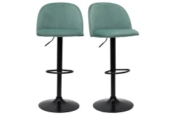 Miliboo Tabouret De Bar-Tabourets de bar réglables velours vert céladon et métal noir (lot de 2) CELESTE
