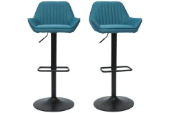 Miliboo Tabouret De Bar-Tabourets de bar réglables design en tissu bleu (lot de 2) RONNIE