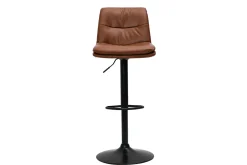 Miliboo Tabouret De Bar-Tabourets de bar réglables en polyuréthane marron et métal noir (lot de 2) ZUCK