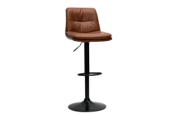 Miliboo Tabouret De Bar-Tabourets de bar réglables en polyuréthane marron et métal noir (lot de 2) ZUCK