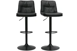 Miliboo Tabouret De Bar-Tabourets de bar réglables en polyuréthane noir et métal noir (lot de 2) ZUCK