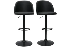 Miliboo Tabouret De Bar-Tabourets de bar réglables polyuréthane noir et métal noir (lot de 2) CELESTE