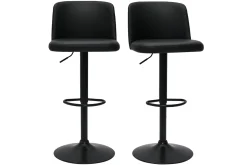 Miliboo Tabouret De Bar-Tabourets de bar réglables en polyuréthane noir et métal noir (lot de 2) MONTI