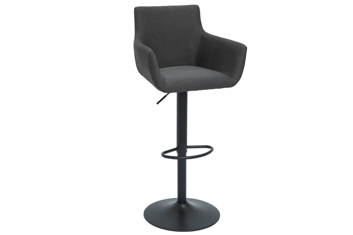 Miliboo Tabouret De Bar-Tabourets de bar réglables tissu gris anthracite métal noir (lot de 2) CARLIE