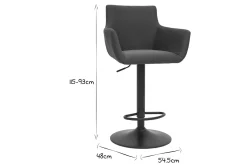 Miliboo Tabouret De Bar-Tabourets de bar réglables tissu gris anthracite métal noir (lot de 2) CARLIE