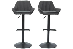 Miliboo Tabouret De Bar-Tabourets de bar réglables design en tissu gris anthracite (lot de 2) RONNIE