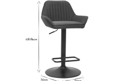 Miliboo Tabouret De Bar-Tabourets de bar réglables design en tissu gris anthracite (lot de 2) RONNIE