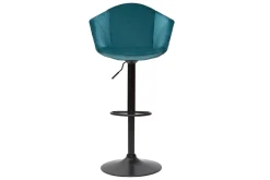 Miliboo Tabouret De Bar-Tabourets de bar réglables pivotants 360° en velours bleu pétrole et métal (lot de 2) TAYA