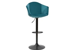 Miliboo Tabouret De Bar-Tabourets de bar réglables pivotants 360° en velours bleu pétrole et métal (lot de 2) TAYA
