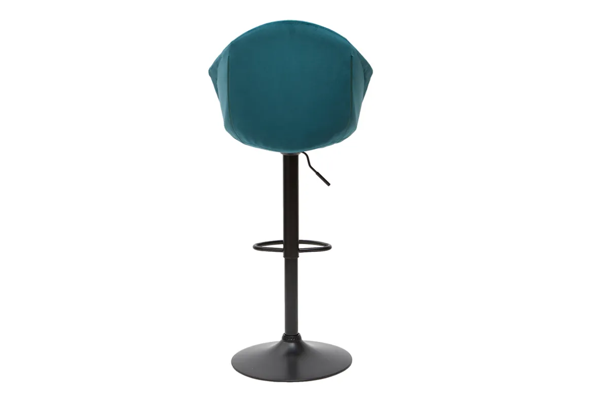 Miliboo Tabouret De Bar-Tabourets de bar réglables pivotants 360° en velours bleu pétrole et métal (lot de 2) TAYA