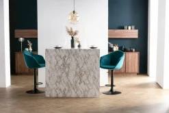 Miliboo Tabouret De Bar-Tabourets de bar réglables pivotants 360° en velours bleu pétrole et métal (lot de 2) TAYA