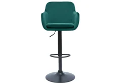 Miliboo Tabouret De Bar-Tabourets de bar réglables en tissu velours bleu pétrole et métal noir (lot de 2) AMIKA