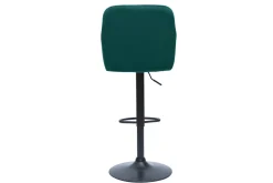 Miliboo Tabouret De Bar-Tabourets de bar réglables en tissu velours bleu pétrole et métal noir (lot de 2) AMIKA