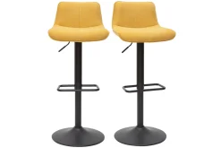 Miliboo Tabouret De Bar-Tabourets de bar réglables pivotants 360° en tissu effet velours texturé jaune moutarde et métal (lot de 2) BOOST