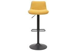 Miliboo Tabouret De Bar-Tabourets de bar réglables pivotants 360° en tissu effet velours texturé jaune moutarde et métal (lot de 2) BOOST