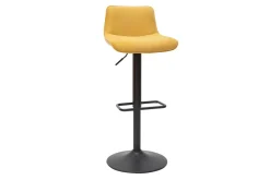 Miliboo Tabouret De Bar-Tabourets de bar réglables pivotants 360° en tissu effet velours texturé jaune moutarde et métal (lot de 2) BOOST