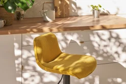 Miliboo Tabouret De Bar-Tabourets de bar réglables pivotants 360° en tissu effet velours texturé jaune moutarde et métal (lot de 2) BOOST