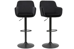 Miliboo Tabouret De Bar-Tabourets de bar réglables en velours noir et métal (lot de 2) AMIKA