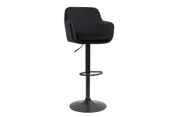 Miliboo Tabouret De Bar-Tabourets de bar réglables en velours noir et métal (lot de 2) AMIKA
