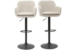 Miliboo Tabouret De Bar-Tabourets de bar réglables tissu effet velours beige et métal (lot de 2) AMIKA