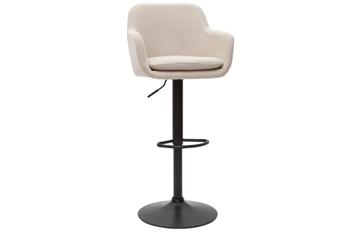 Miliboo Tabouret De Bar-Tabourets de bar réglables tissu effet velours beige et métal (lot de 2) AMIKA