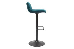 Miliboo Tabouret De Bar-Tabourets de bar réglables pivotants 360° en tissu velours bleu pétrole et métal noir (lot de 2) BOOST