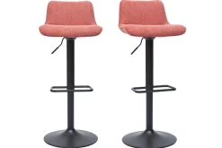 Miliboo Tabouret De Bar-Tabourets de bar réglables pivotants 360° en tissu effet velours texturé terracotta et métal noir (lot de 2) BOOST