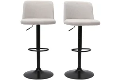 Miliboo Tabouret De Bar-Tabourets de bar réglables en tissu effet velours texturé beige et métal noir (lot de 2) MONTI