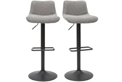 Miliboo Tabouret De Bar-Tabourets de bar réglables pivotants 360° en tissu effet velours texturé gris et métal (lot de 2) BOOST