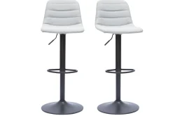Miliboo Tabouret De Bar-Tabourets de bar réglables en tissu gris clair et métal (lot de 2) SAURY