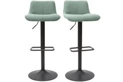 Miliboo Tabouret De Bar-Tabourets de bar réglables en tissu effet velours texturé vert céladon et métal (lot de 2) BOOST