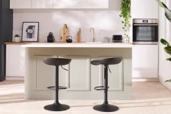 Miliboo Tabouret De Bar-Tabourets de bar réglables design noirs H65 cm (lot de 2) PEBBLE