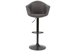Miliboo Tabouret De Bar-Tabourets de bar réglables pivotants 360° en tissu gris foncé et métal (lot de 2) TAYA