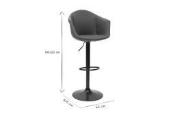 Miliboo Tabouret De Bar-Tabourets de bar réglables pivotants 360° en tissu gris foncé et métal (lot de 2) TAYA