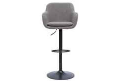 Miliboo Tabouret De Bar-Tabourets de bar réglables tissu effet velours gris et métal (lot de 2) AMIKA