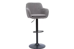 Miliboo Tabouret De Bar-Tabourets de bar réglables tissu effet velours gris et métal (lot de 2) AMIKA