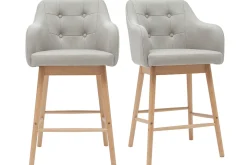 Miliboo Tabouret De Bar-Tabourets de bar scandinaves gris clair et bois H65 cm (lot de 2) BALTIK